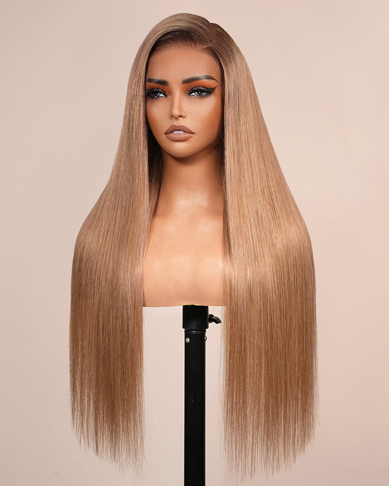 Arabella 6x5 invisible knots Glueless Milk Tea Brown Ombre Straight Wig Pre-cut Lace Beginner Friendly