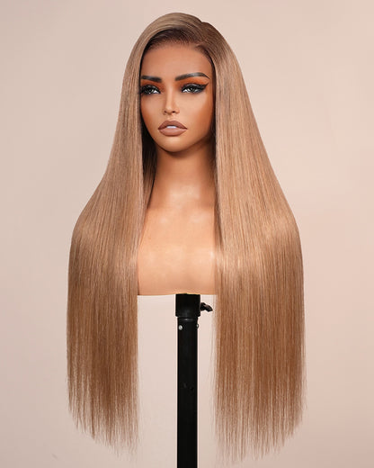 Arabella 6x5 invisible knots Glueless Milk Tea Brown Ombre Straight Wig Pre-cut Lace Beginner Friendly
