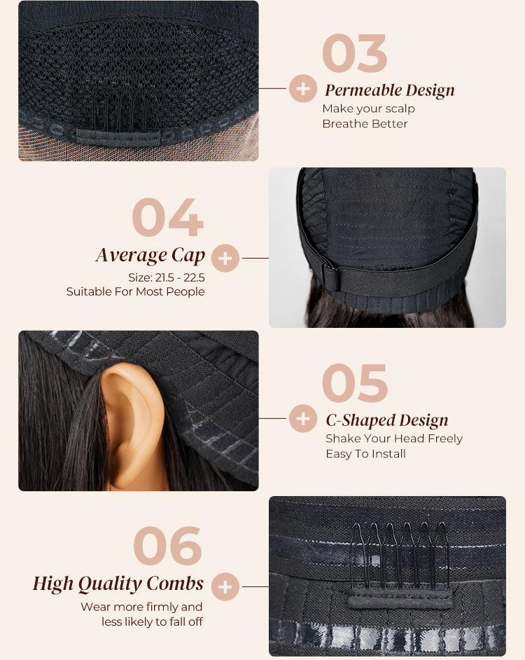 Black Hair Cap with Features Highlighted