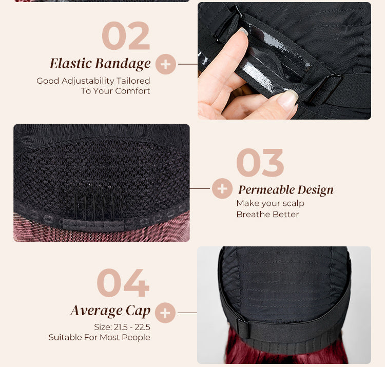 Cap Details of Cherry Red Wigs