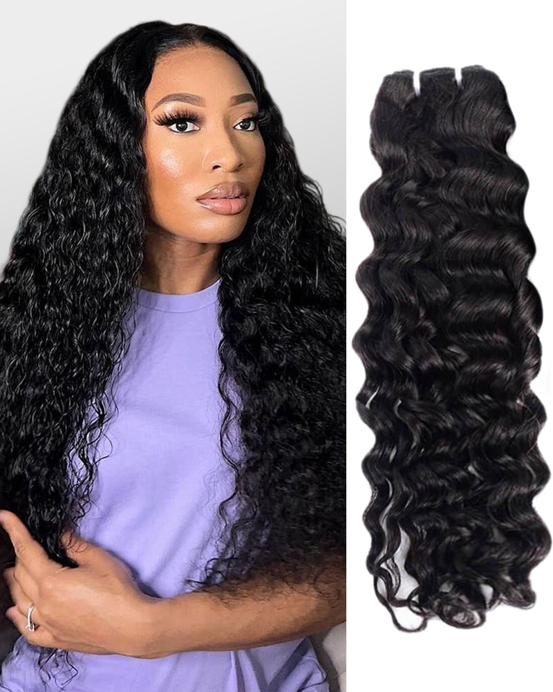 {15A 1Pc} Water Wave Double Drawn Full End Unprocessed Hair 15A 1 Piece Human Hair Bundle
