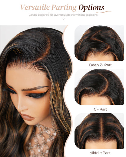 Arabella Highlights Color Natural Loose Wave Wig Parting Options
