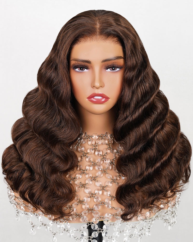 Limited Design Loose Curly Dark Brown Colored Glueless 6x5 Pre-Cut Lace Easy Wear Human Hair Wigs