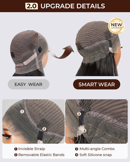 Arabella 360 Full Lace Glueless Auburn Highlights on Black Hair Body Wave Wig Invisi Drawstring Pull &amp; Go