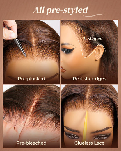 Arabella 13x6 Three-Go™ Chocolate Brown Glueless Wig Body Wave With Drawstring 100% Human Hair Wig