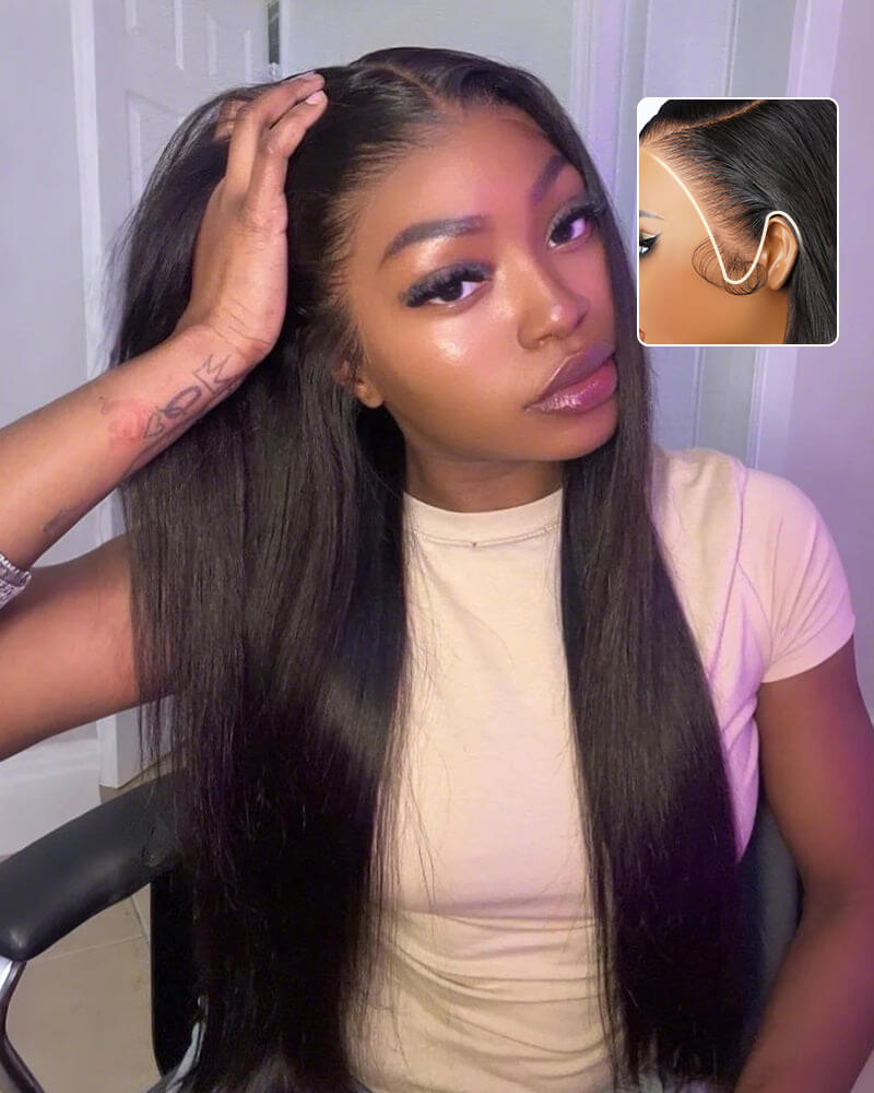 Arabella 13x6 Three-Go™ Glueless Wig Silky Straight With Drawstring Natural Black 100% Human Hair Wig