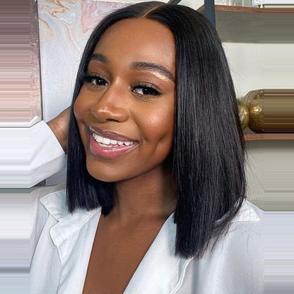 Arabella 6 Inches Deep Part Natural Black Straight Bob Wig 100% human hair wig