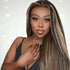 34" 13x4 Glueless Lace Straight Balayage Highlight Colored Lace Front Bleach Knots Human Hair Wig
