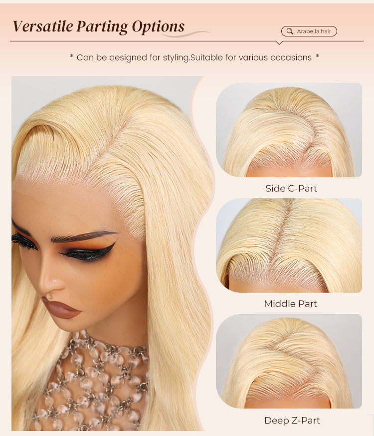 Different Parting Options of Blonde Straight Bob Wig