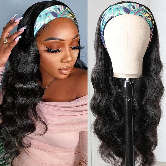 【BOGO】Headband Body Wave Natural Black Glueless Human Hair Wig