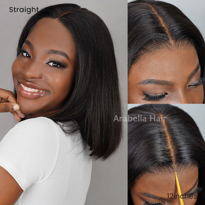 Arabella 6 Inches Deep Part Natural Black Jerry Curly Bob Wig 100% Human Hair Wig