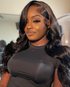 Arabella 13x4 Frontal Lace Loose Body Wave Wig Invisible Knots Natural Black Realistic Hairline Loose Body Wave