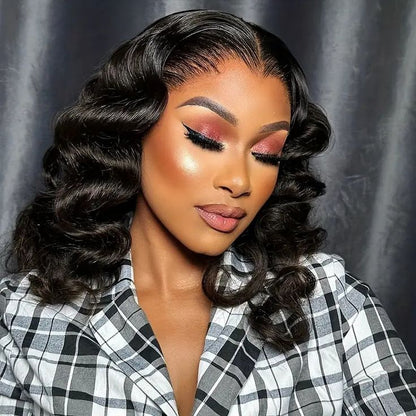 【BOGO】Loose Wave Bob Style Pre-Cut 6x5/13x4 Lace Easy-Wear Natural Black Human Hair Wigs
