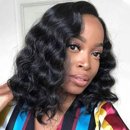 Arabella 6x5/13x4 Lace Glueless Loose Deep Wave Bob Wig Pre-cut Lace Natural Black Beginner Friendly