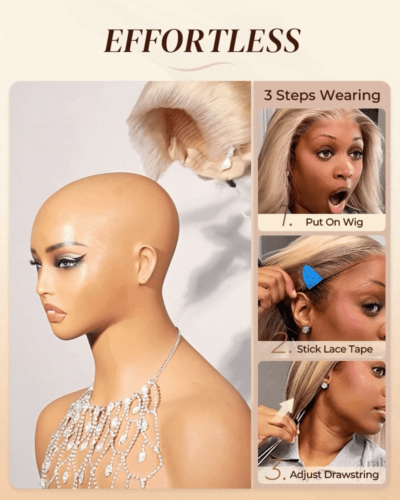 Arabella 13x6 Three-Go™ Blonde Khaki Highlight Glueless Loose Body Wave With Drawstring 100% Human Hair Wig