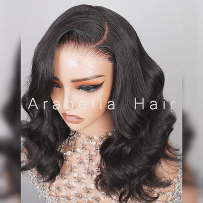Arabella 6x5 invisible knots Glueless Loose Body Wave Wig Pre-cut Lace Natural Black Beginner Friendly