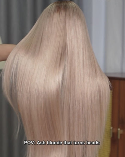 Arabella 13x6 Three-Go™ Ash Blonde Ombre Glueless Wig Silky Straight With Drawstring 100% Human Hair Wig