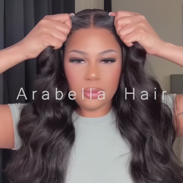 Arabella 13x4 Frontal Lace Body Wave/Silky Straight Wig Invisible Knots Natural Black Realistic Hairline