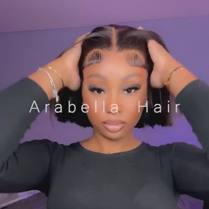 Arabella 13x4 Frontal Lace Straight Bob Wig Invisible Knots Natural Black Realistic Hairline