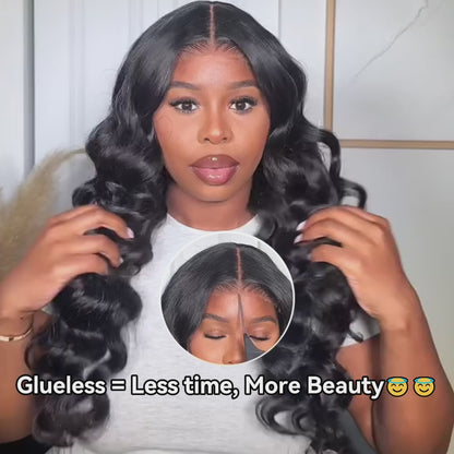 Arabella 6x5/13x4 Lace Glueless Loose Deep Wave Wig Pre-cut Lace Natural Black Beginner Friendly