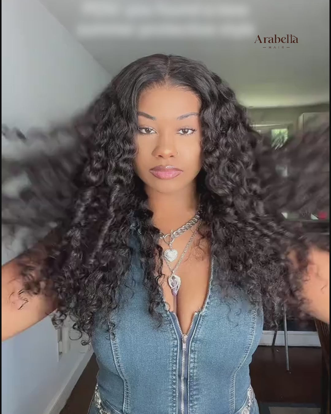 Natural Black Glueless Wig Water Wave