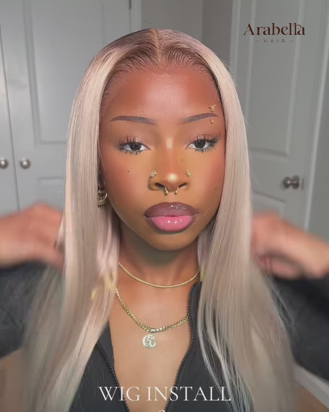 Arabella 13x6 Three-Go™ Ash Blonde Ombre Glueless Wig Silky Straight With Drawstring 100% Human Hair Wig