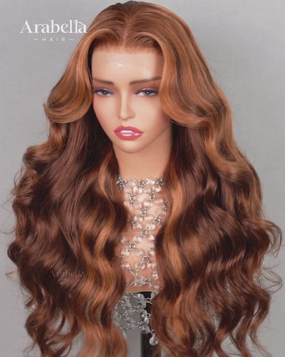 【Subscriber Deal】Dark Brown With Highlight Colored Body Wave 13x4 Lace Front Human Hair Wigs