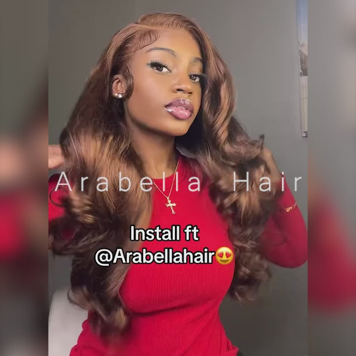Arabella 6x5 invisible knots Glueless Chocolate Brown Body Wave Wig Pre-cut Lace Beginner Friendly