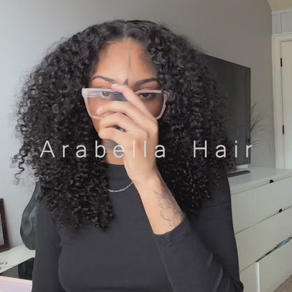 Arabella 6 Inches Deep Part Natural Black Jerry Curly Wig 100% human hair wig