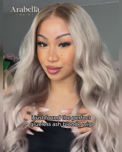 Arabella 13x6 Pre-All Glueless Ash Blonde Ombre Loose Body Wave/Silky Straight Wig Invisible Knots Realistic Hairline
