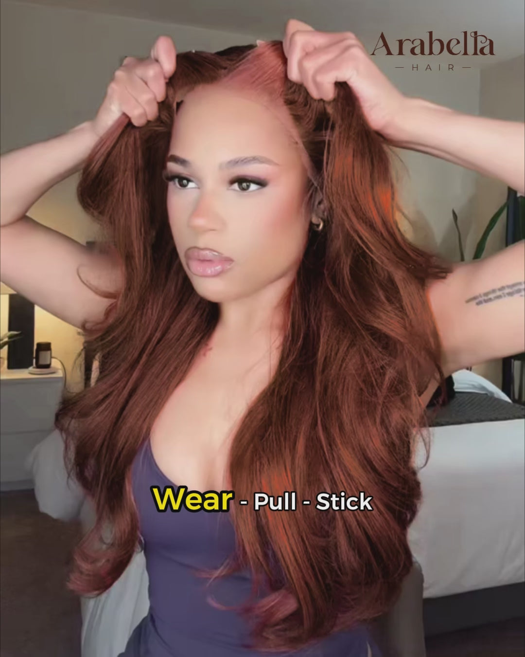 Arabella 13x6 Three-Go™ Dark Copper Ginger Glueless Wig Loose Body Wave With Drawstring 100% Human Hair Wig