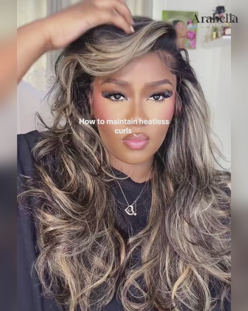Arabella 6x5/13x6 Glueless Wig Ombre Platinum Blonde Balayage Highlights Loose Body Wave Wig Pre-cut Lace Beginner Friendly