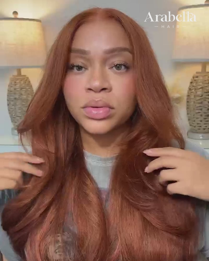Arabella 13x6 Three-Go™ Dark Copper Ginger Glueless Wig Loose Body Wave With Drawstring 100% Human Hair Wig
