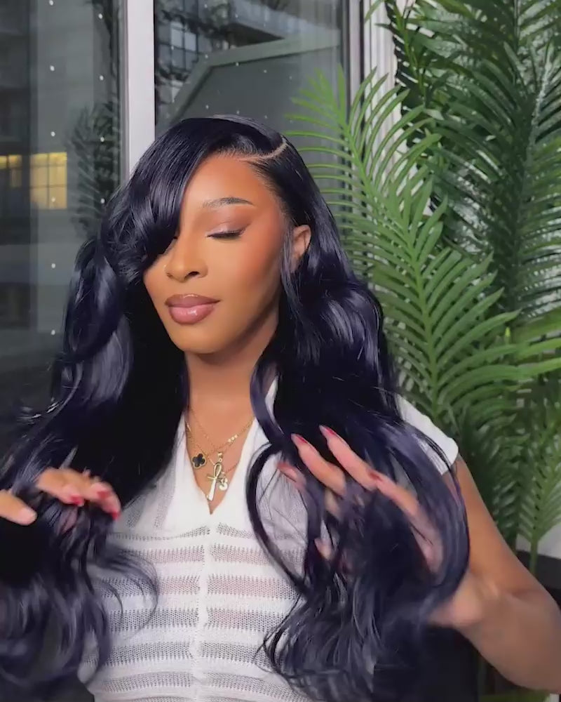 How to wear 13x6 glueless midnight blue lace front human hair wig | Arabella Hair