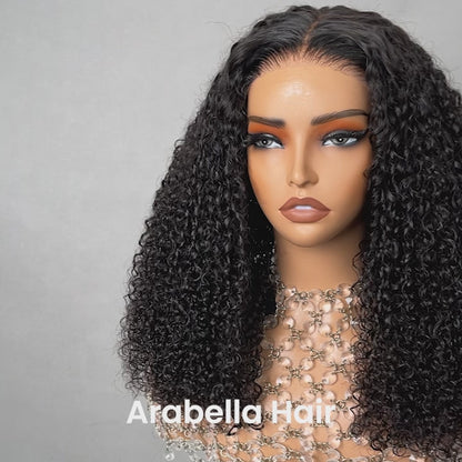 Arabella 6 Inches Deep Part Natural Black Jerry Curly Wig 100% human hair wig