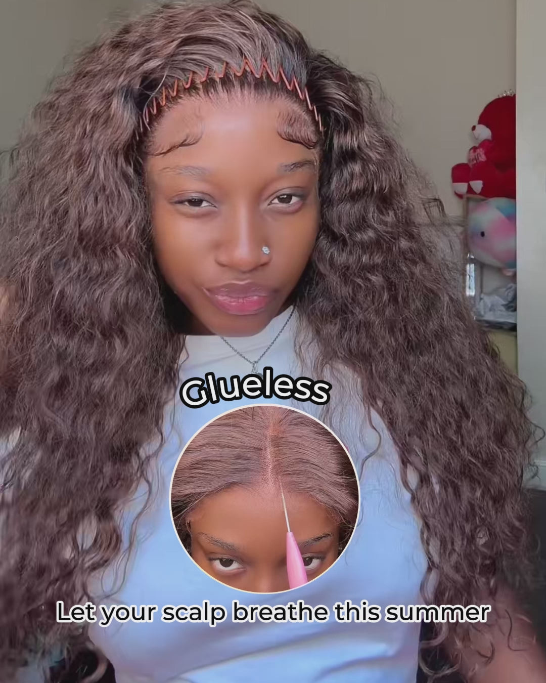 Arabella 13x6 Three-Go™ Chocolate Brown Glueless Wig Water Wave With Drawstring 100% Human Hair Wig