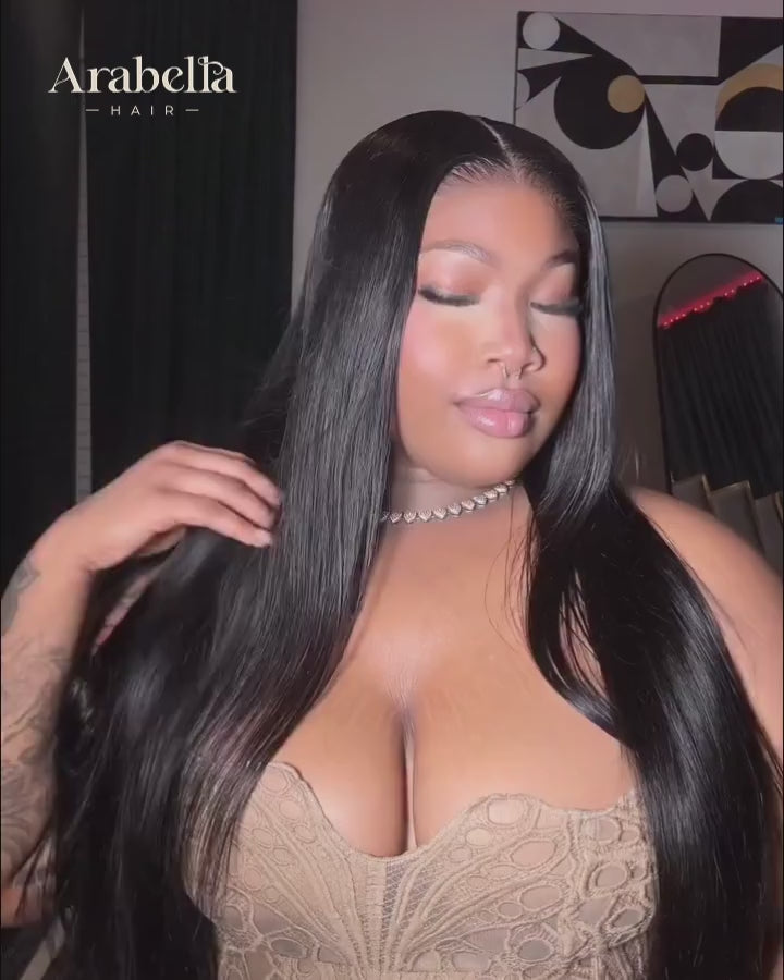 Arabella 13x6 Three-Go™ Glueless Wig Silky Straight With Drawstring Natural Black 100% Human Hair Wig