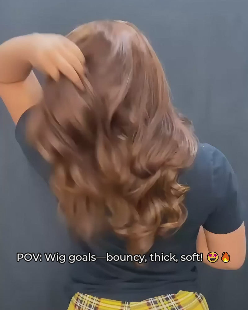 Arabella 13x4 Frontal Lace Brown Highlight Loose Body Wave Wig Invisible Knots Realistic Hairline