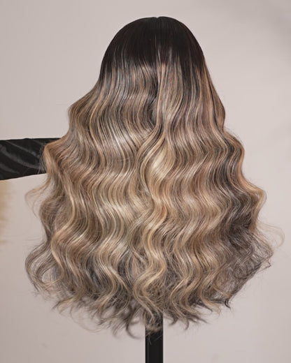 Arabella 6x5/13x6 Glueless Wig Ombre Platinum Blonde Balayage Highlights Loose Body Wave Wig Pre-cut Lace Beginner Friendly
