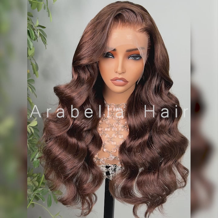 Arabella 6x5 invisible knots Glueless Chocolate Brown Body Wave Wig Pre-cut Lace Beginner Friendly