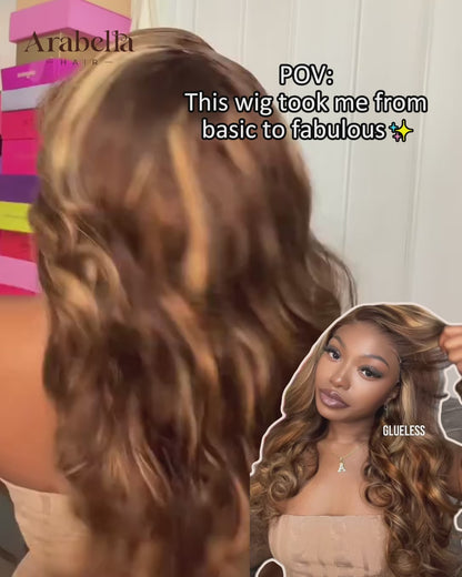 Brown Ombre Highlights Glueless Wig