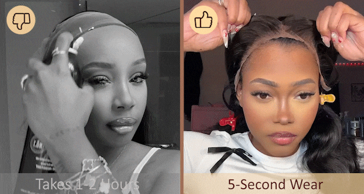 GIF Showing How Quick the Pure Luxe Wig Is to Wear