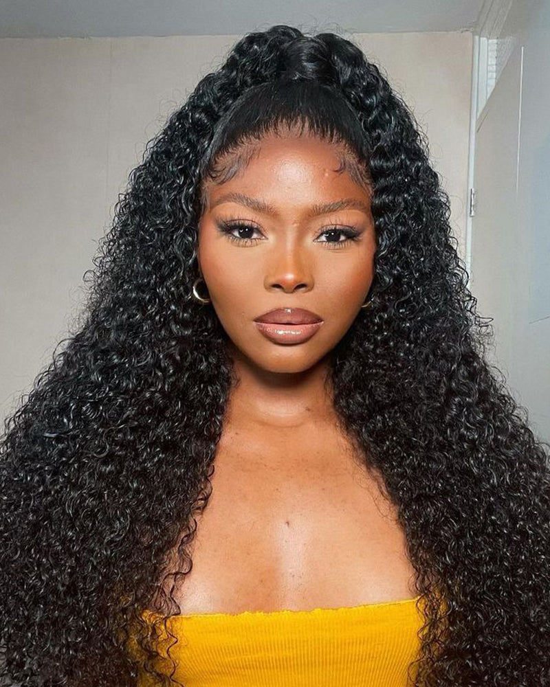 Arabella 3 In 1 Half Wig Glueless Jerry Curly Wig Invisi Drawstring Natural Black Endless Protective Styles