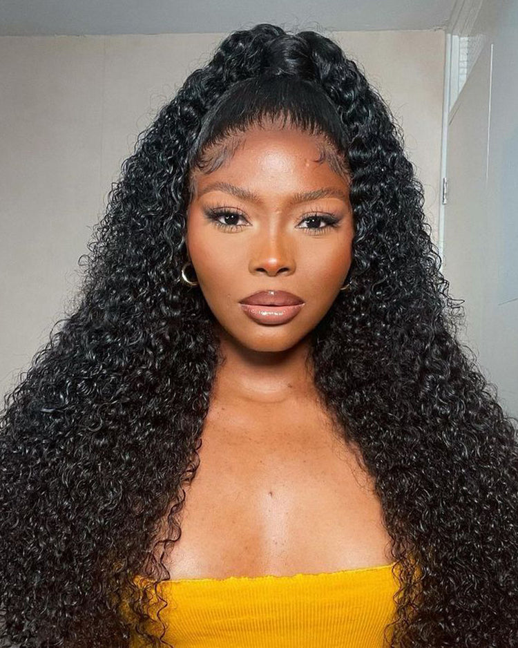 Arabella 3 In 1 Half Wig Glueless Jerry Curly Wig Invisi Drawstring Natural Black Endless Protective Styles