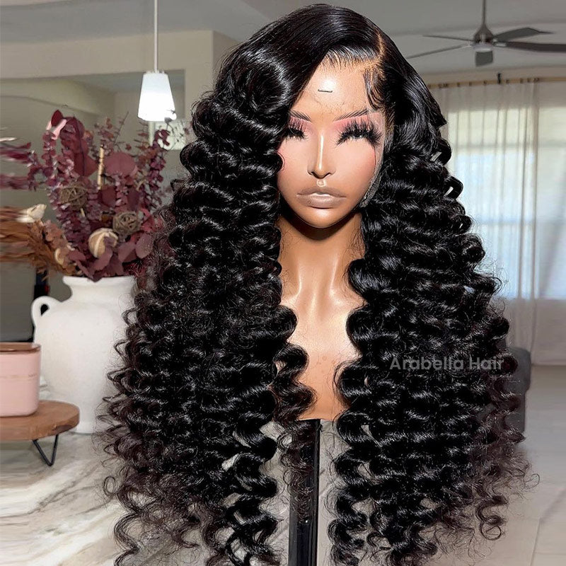Arabella 【30&quot; Super Sale】 6x5 Invisible Knots Glueless &amp; 13x4 Lace Front Pre-Bleached Knots Natural Black Body Wave/Straight/Curly Human Hair Wig
