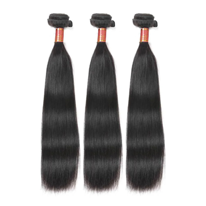 {12A 3Pcs+Closure} Brazilian Straight 3 Bundles Hair With 4x4 Lace Closure Unprocessed Virgin Hair Weave