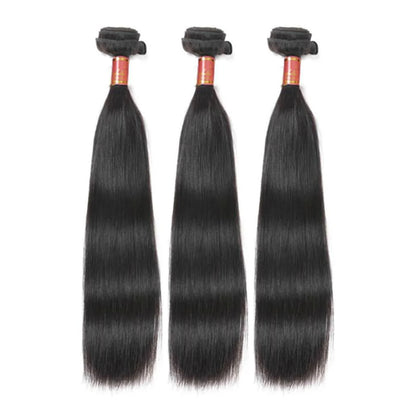 {12A 3Pcs+Closure} Brazilian Straight 3 Bundles Hair With 4x4 Lace Closure Unprocessed Virgin Hair Weave