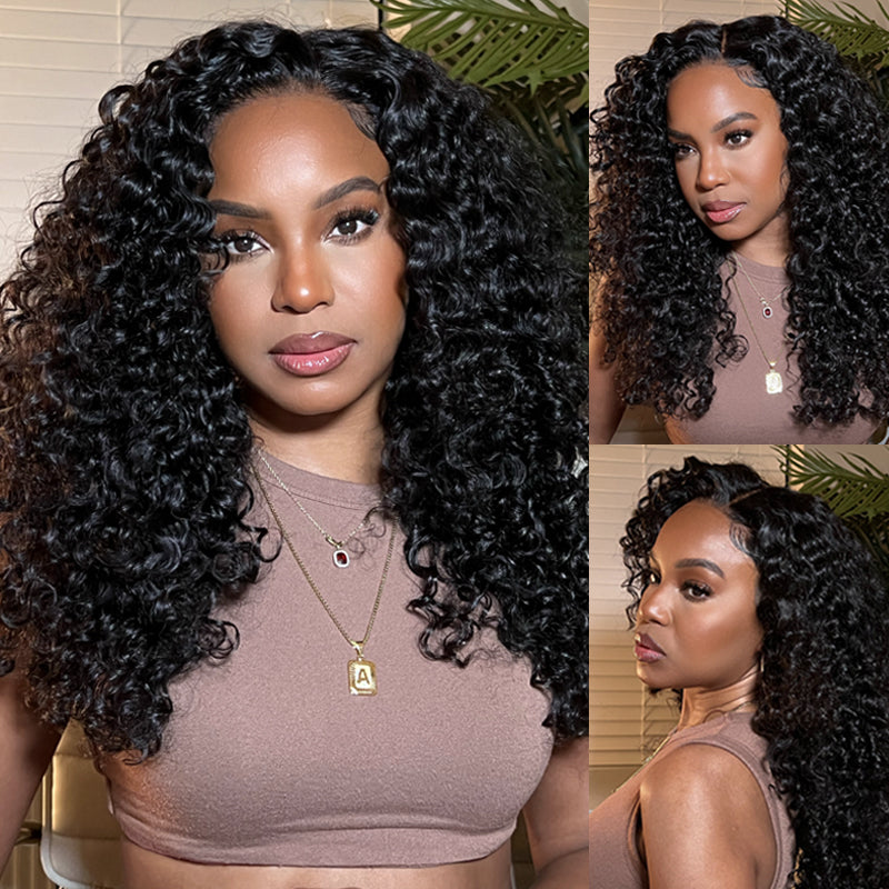 Arabella 6x5 invisible knots Glueless Jerry Curly Wig Pre-cut Lace Natural Black Beginner Friendly