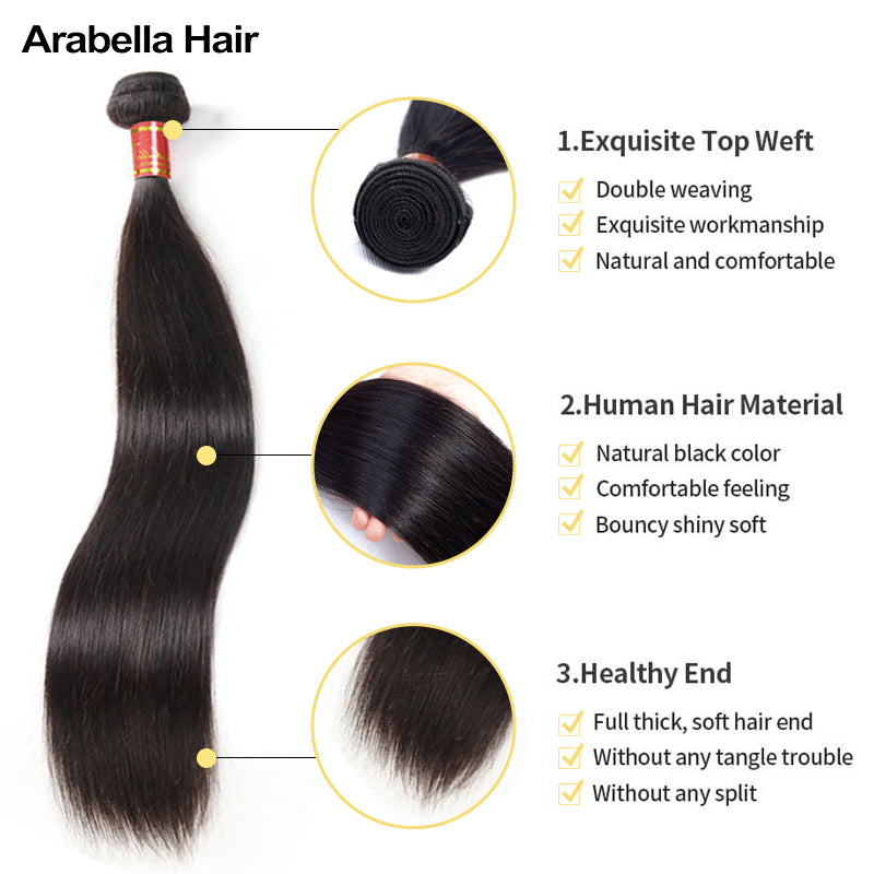 {12A 1Pc} Straight Unprocessed Virgin Brazilian 1 Piece 12A Grade Hair Bundle Human Hair Extensions