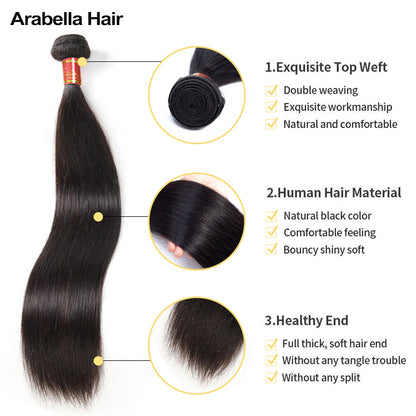 {12A 1Pc} Straight Unprocessed Virgin Brazilian 1 Piece 12A Grade Hair Bundle Human Hair Extensions